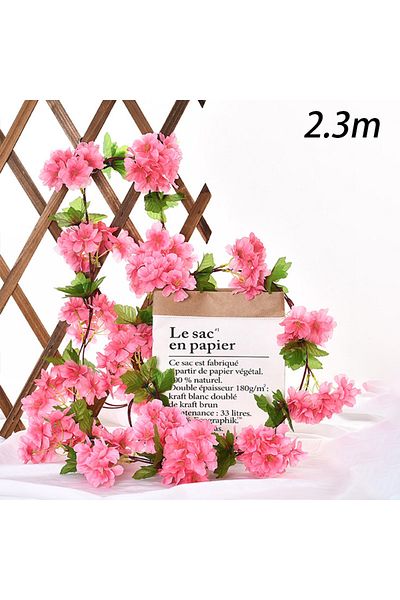 Choice 1pcs Dark pink 230cm Artificial Sakura Flowers Vine Wedding Garden Arch Home Party Decoration Christ