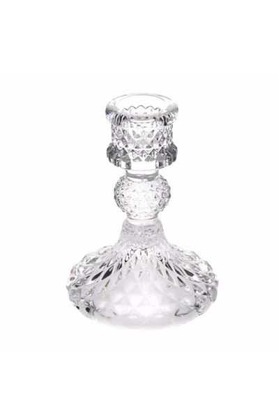 PUFO Suport Lumanare din Sticla Ellegant, 10 Cm, Transparent