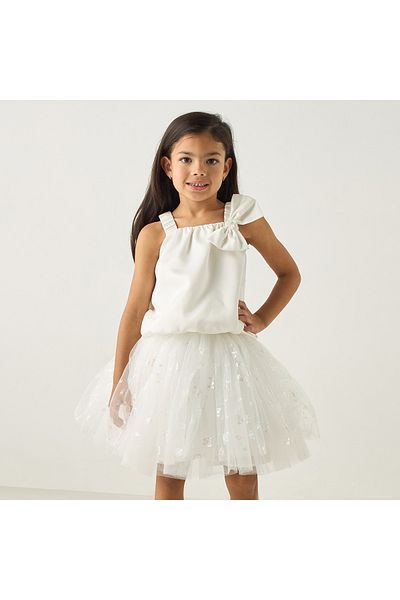 Juniors Solid Sleeveless Top and Textured Skirt Set
