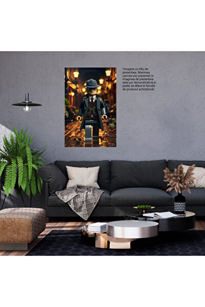 StoryGift Romania Tablou Canvas: Detective Men Figurina Lego In Misiune Cu O Palarie Gri Si Palton Pe O Strada I