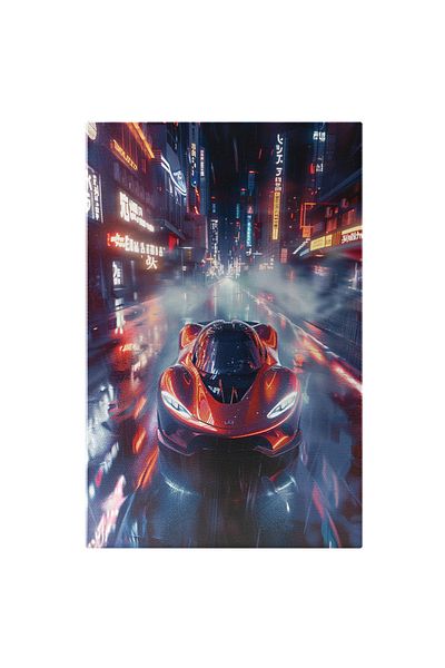 StoryGift Romania Tablou Canvas: Mașină De Viteză Și Dâre De Lumină În Noapte, Japonia- Iubitori De Mașini Pictu