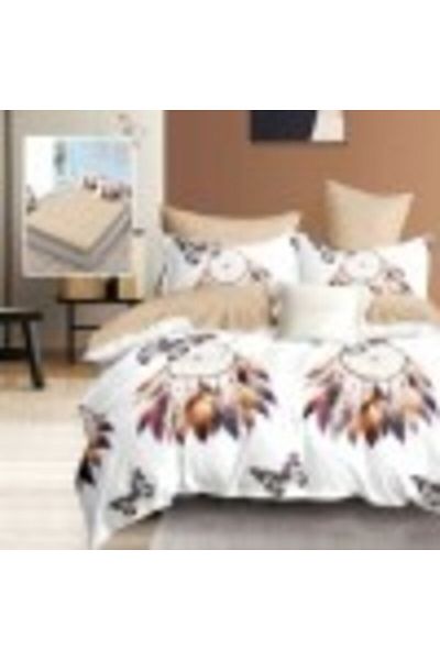 Pucioasa Lenjerie de pat din finet cu elastic, cearceaf pilota 200x220cm, 6 piese, pene delicate