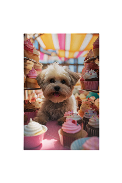 StoryGift Romania Tablou Canvas: Catel Alb Yorktese Indragostit De Briose Del...