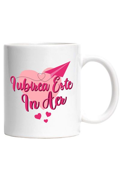 StoryGift Romania Cana Cu Mesaj Romantic In Limba Romana Text Iubirea Este In Aer Valemtine's Day,, Cu Maner Alb Stg