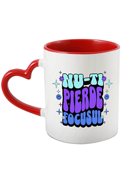 StoryGift Romania Cana Nu-ti Pierde Focusul, 330ml, Ceramica Cu Maner Inima R...