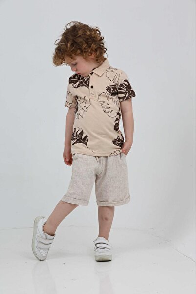 chacharon Boy's Polo Collar Shorts Suit for Boys