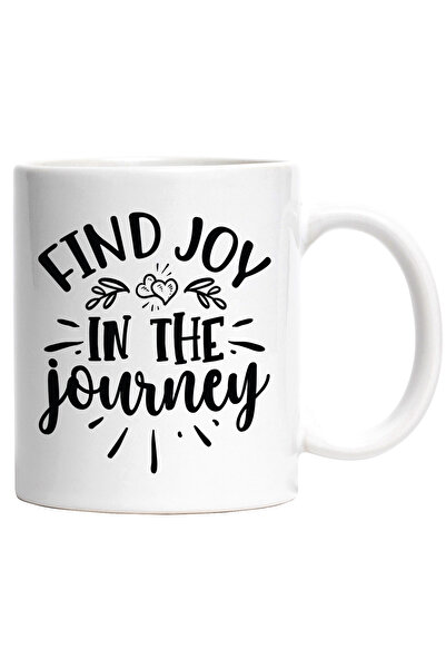 StoryGift Romania Cana Cu Inimioare Si Textul "find Joy In The Journey" - Gaseste Bucuria In Calat, Cu Maner Alb Stg