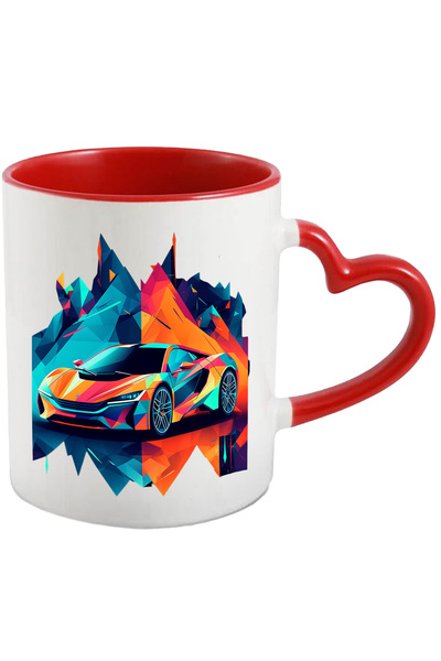 StoryGift Romania Cana cu Masina Sport Colorata, Arta Abstracta, Mozaic, Iubi...