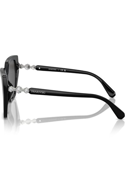 Swarovski Women's Sunglasses Sk6016 100187, Black, Butterfly, 56 Mm