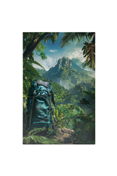 StoryGift Romania Tablou Canvas Rucsacul Uitat Pe Stâncă Panoramă Spre Pădurea Imensă Casă A Păsărilor Și Florilo