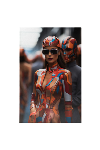 StoryGift Romania Tablou Canvas: Portret Cu Femeia Imbracata In Culori Stride...