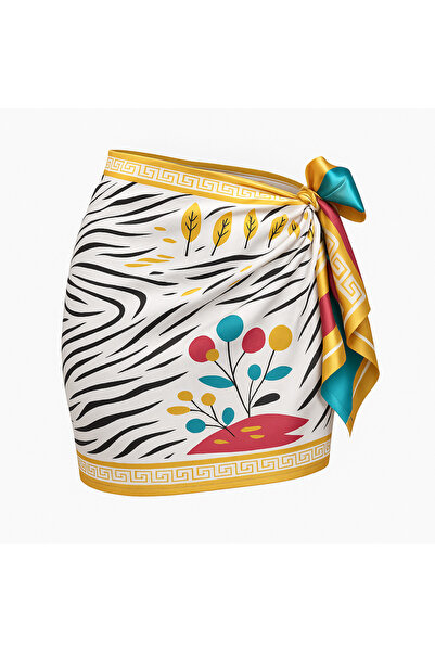 Behills Desenli Kısa Pareo Saten Kadın Plaj Elbisesi (145CM * 50CM)