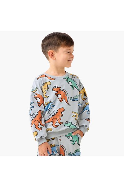 Juniors All-Over Dinosaur Print Sweatshirt and Joggers Set