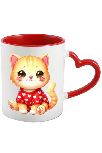 StoryGift Romania Cana Cu O Pisicuta Vesela Care Poarta O Bluza Cu Inimioare ...