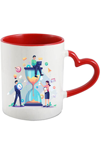 StoryGift Romania Cana Cu Clepsidra, Calendar, Tinta, Office, Business, Ceas, Multicolor 330 Ml, C, Cu Maner Inim Stg