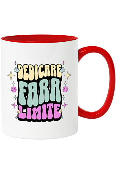 StoryGift Romania Cana Dedicare Fara Limite, 330ml, Ceramic Cu Maner Rosu, Cu...