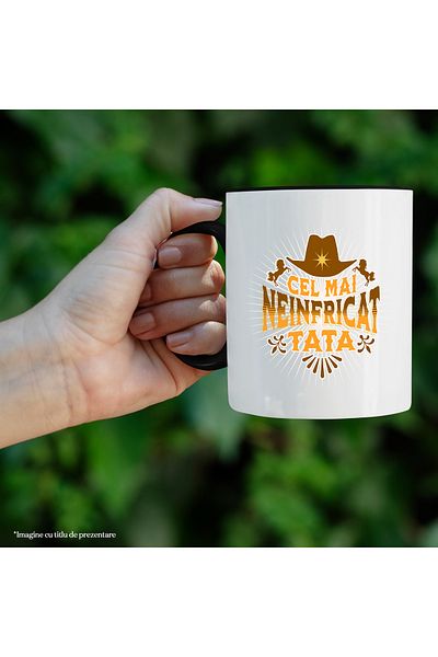 StoryGift Romania Cowboy hat mug familyFather-fearless, 330ml, Ceramic with Black Handle, With Handle, STG