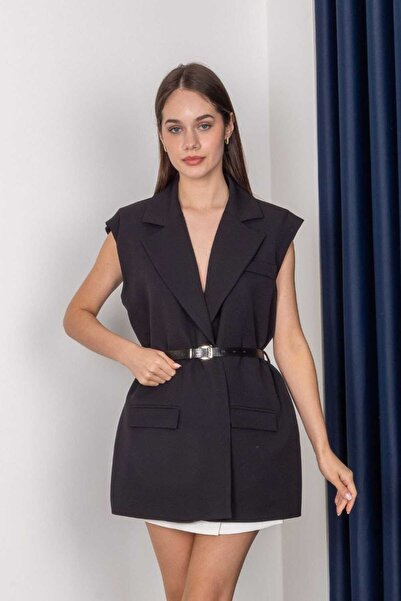 RAWEA FASHİON KEMERLİ ŞAL YAKA BLAZER YELEK