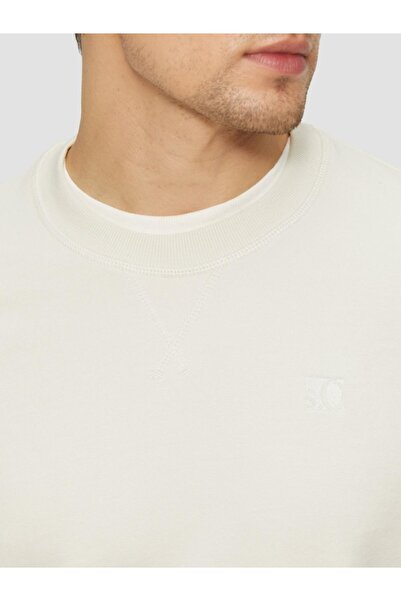 s.Oliver Men's simple blouse made of cotton and viscose blend, Regular fit, Cream, L