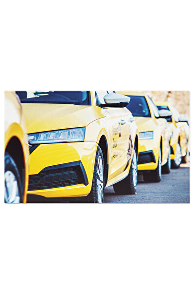 StoryGift Romania Tablou Canvas - Taxiuri Galbene La Moscova - Transport In O...