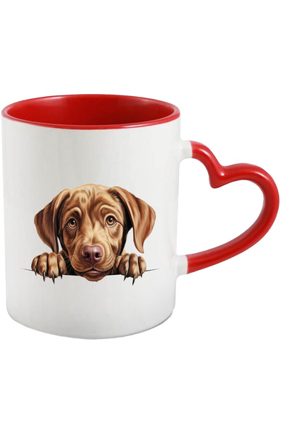 StoryGift Romania Cana Cu Un Caine Care Priveste Surprins | Ilustratie | Pentru Iubitorii De Caini, Cu Maner Inim Stg