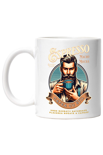 StoryGift Romania Cana Espresso. Cafea Cu Stil Barbat Savurand Placerea, 330m...