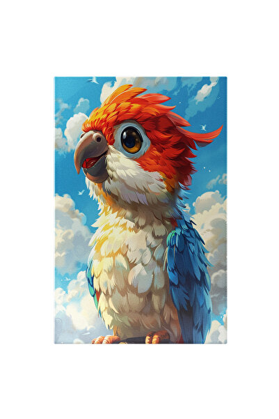 StoryGift Romania Tablou Canvas: Desen Pui Papagal Cu Corp Alb Și Aripi Albas...