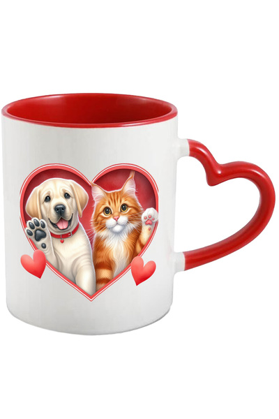 StoryGift Romania Cana Cu O Pisicuta Si Un Catel Care Fac Cu Mana | Ilustrati...