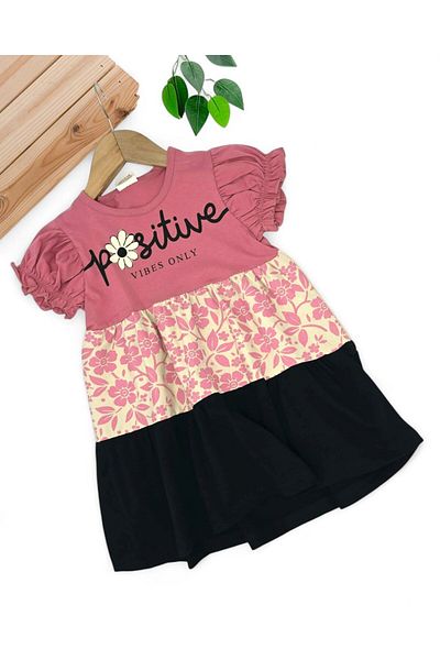 Egelite ROCHIE DE VARĂ DE VARĂ DIN BUMBAC PIELE CU IMPRIMARE POZITIVE 4-5-6-7-8 ANI