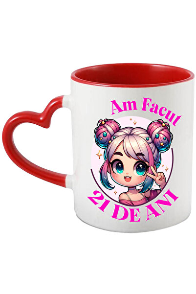 StoryGift Romania Cana Cu Fata Stil Anime Cu Par Roz Text Am Facut 21 De Ani ...