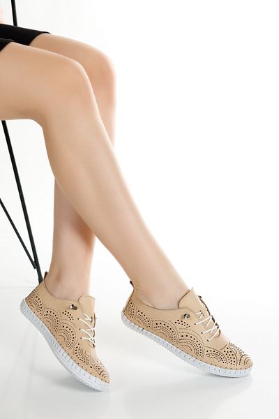 MALENTA Women's Genuine Leather Comfortable Daily Lace-Up Shoes