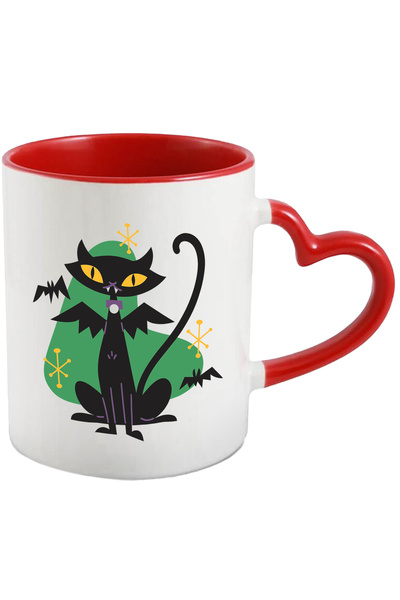 StoryGift Romania Cana Cu Pisica, Aripi, Halloween, Monstru, Stele, Lilieci, ...