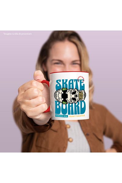 StoryGift Romania Skateboard Mug with Human Skull Board Sports and Adrenaline Lovers Text C, With, STG