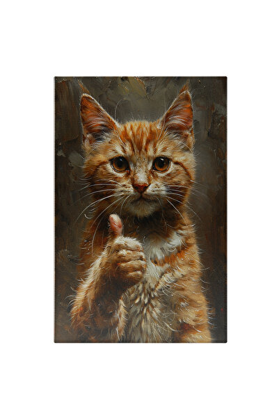 StoryGift Romania Tablou Canvas Pisicuta Cu Degetul Mare Ridicat In Sus Cu Ochii Senini Si Privire Trista Cu Bla