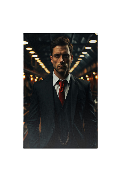 StoryGift Romania Tablou Canvas: Portret Om De Afaceri In Costum In Bar Pictura Digitala