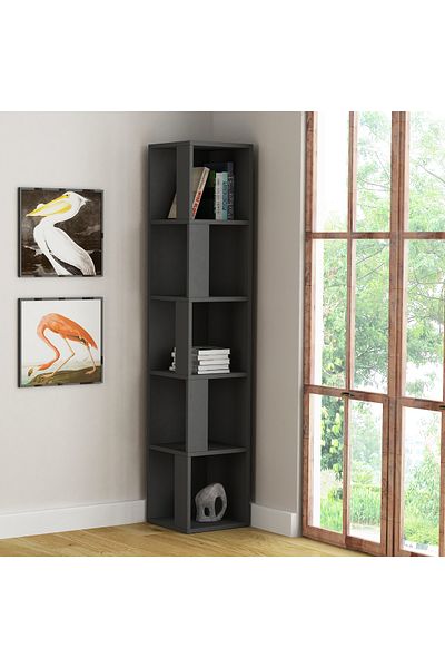 Mourah Home Piano Modern Corner Bookcase Display Unit Grey
