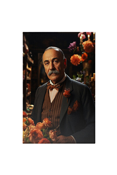 StoryGift Romania Tablou Canvas: Portret Barbat Batran Cu Mustata Si Costum F...