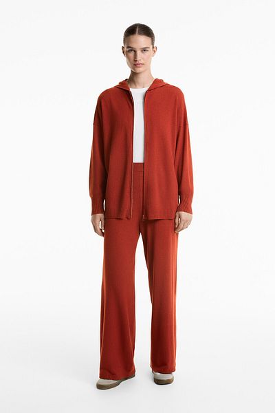 Oysho Long knit hooded jacket