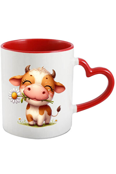 StoryGift Romania Cana Cu O Vacuta Vesela Care Tine O Floare Alba | Ilustrati...