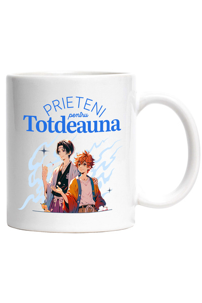 StoryGift Romania Cana Prietenii Pentru Totdeauna, Familie Loial, Iubire, 330ml, Ceramic Cu Maner , Cu Maner Alb Stg