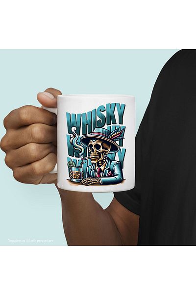 StoryGift Romania Mug with Human Skull Skeletons at the Table in Mafia Style Costume with Hat and Cigarette,, With ,STG