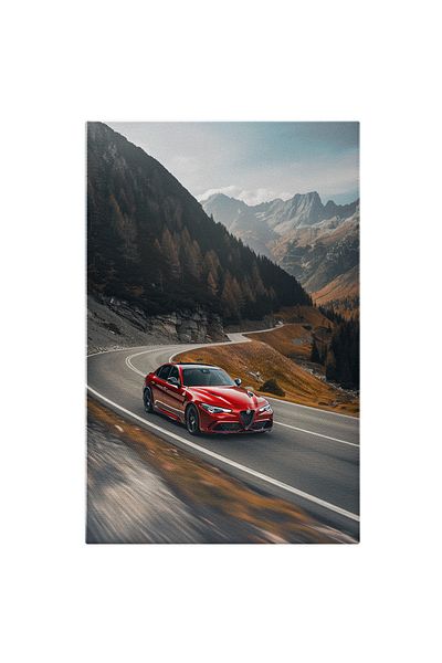 StoryGift Romania Tablou Canvas Masina Rosie Sport Care Merge Pe Transfagarasan Cu Viteza Masina Alfa Romeo Frum