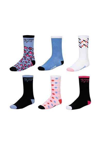 Lee Cooper Set 6 perechi sosete dama, cu logo, multicolor, marimea 35-38, Lee Cooper Originals