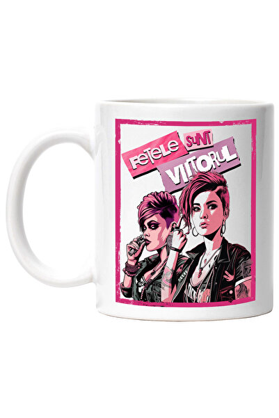 StoryGift Romania Cana Text Motivational Fetele Sunt Viitorul, 330ml, Ceramic...