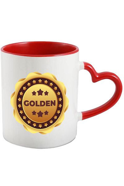 StoryGift Romania Cana Cu Mesaj In Engleza Golden, Stele, Emblema, Premiu, Multicolor 330 Ml, Cera, Cu Maner Inim Stg