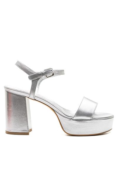 Sofia Baldi Pegna Silver Genuine Leather Women's Heel Sandals
