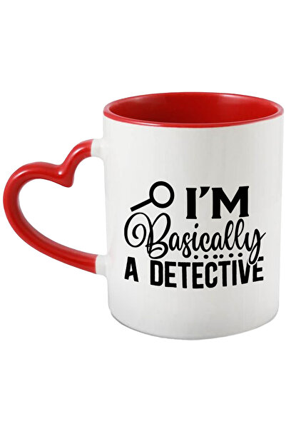 StoryGift Romania Cana Cu O Lupa Si Mesajul "i'm Basically A Detective" - Practic Sunt Detectiv Cu, Cu Maner Inim Stg