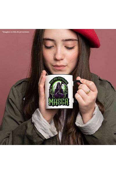 StoryGift Romania The most popular death mask mug with scythe in cemeteries, 330ml, Ceramic with Handle, With, STG