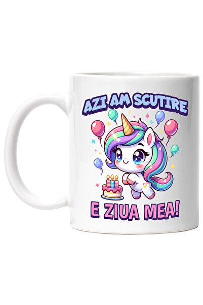 StoryGift Romania Cana Cu Unicorn Vesel Multicolor Cu Coif Aniversar Baloane ...