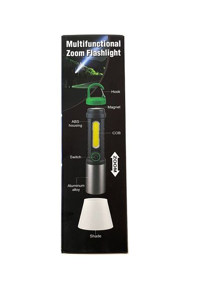 Generic Multifunctional Zoom LED Flashlight With White Laser Wick & COB